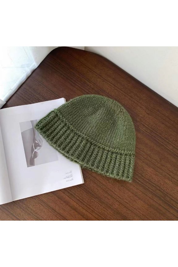 Casual And Lazy Wind~Instagram Simple And Elegant Handmade Knitted Woolen Fisherman Hat Children's Autumn And Winter Vintage Bucket Hat
