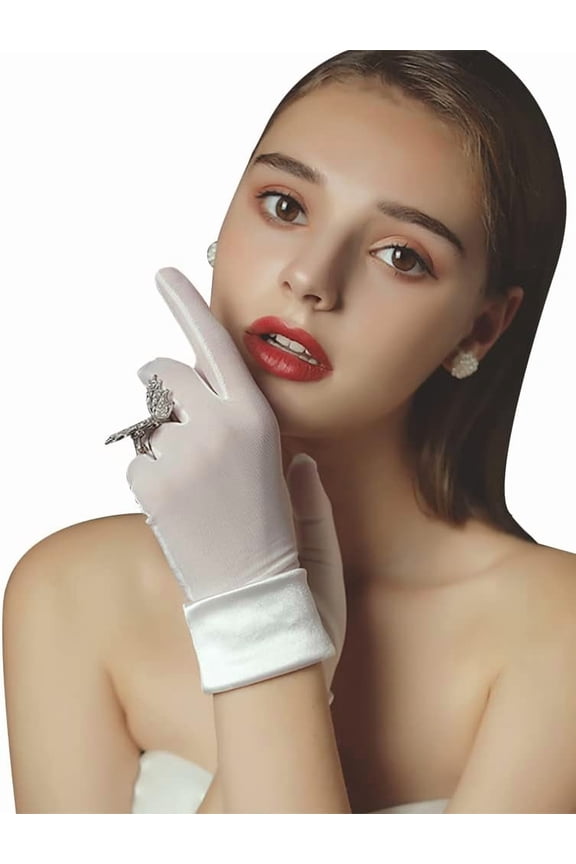 Classic Stretch Short Satin Gloves Wedding Dance Party Hallowmas Opera Gloves for Women