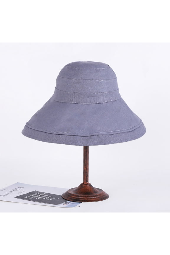 Cotton And Linen Wind Rope Solid Color Big Eaves Fisherman Hat Female Casual Versatile Summer Sun Hat Can Fold The Pot