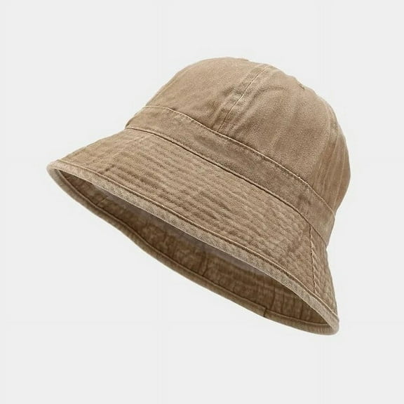 SikaFu Cotton Solid Color Bucket Hat Fisherman Hat Outdoor Travel Sun Cap For Men And Women 195
