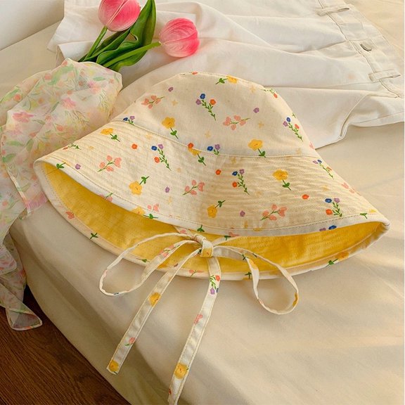 SikaFu Cute Floral Double-Sided Wearable Fisherman Hat For Women In Spring And Summer, Japanese Sun Protection, Sun Shading, Big Head Circumference, Face Covering, Bucket Hat