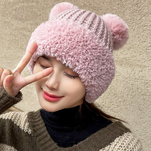 SikaFu Cute New Winter Hat Female Fashion Simplicity Earbarin Hat Creative Northern Winter Knitted Hat