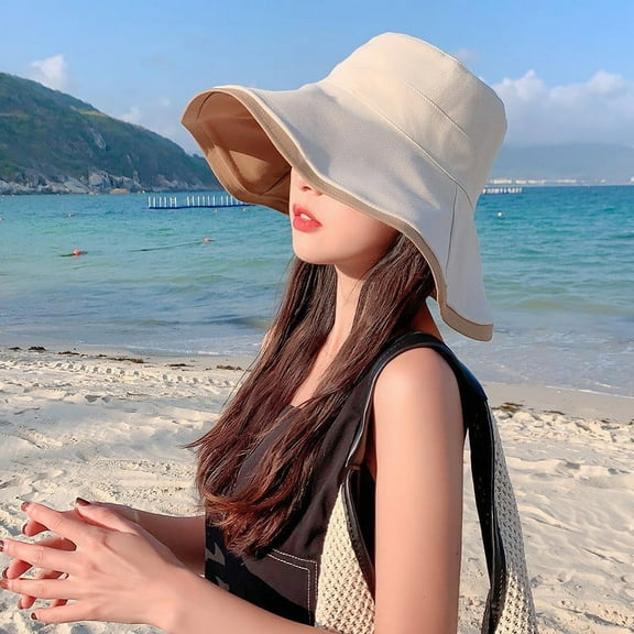 SikaFu Double-Sided Fisherman Hat For Women In Summer, Korean Version With Large Brim And Sun Visor Hat For Sun Protection And UV Protection