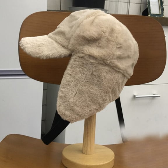 SikaFu Earflap Cap Female Bomber Hat Thick Warm Soft Fleece Russian Hat Lady Solid Snow Ski Trapper Cap Women Autumn Winter Hat