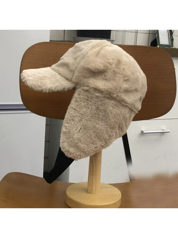 Earflap Cap Female Bomber Hat Thick Warm Soft Fleece Russian Hat Lady Solid Snow Ski Trapper Cap Women Autumn Winter Hat