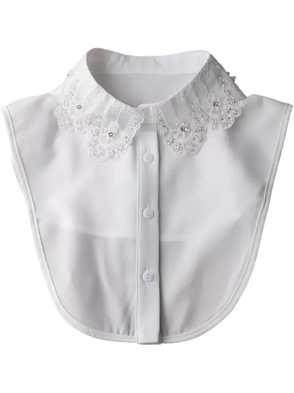 Elegant Pearl Detachable Fake Collar Half Shirt Blouse Dickey Collar Faux False Collar Elegant for Women Girls