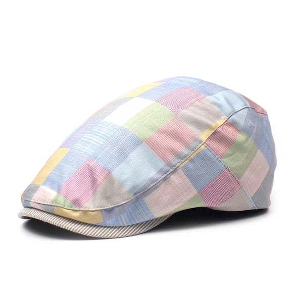 SikaFu Ethnic Gardening Small Fresh Beret. Ladies Peak Hat Fashion Retro Grid Forward Hat Hat