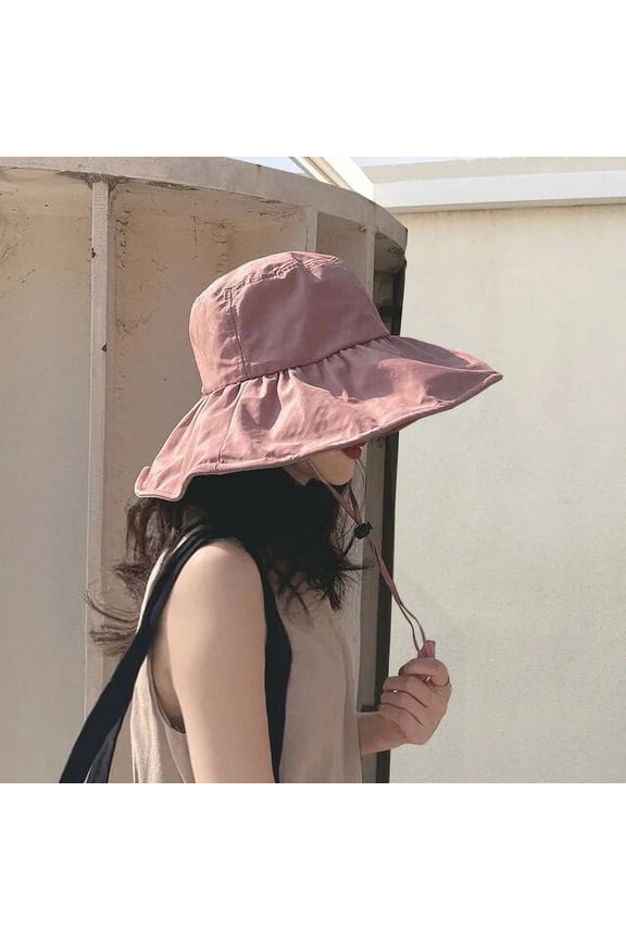 Fashion Casual Sun Bucket Hat Summer Women's Cap Wide Brim Foldable Vinyl Anti-UV Flat Fisherman Cap Panama Female Hat Gorros