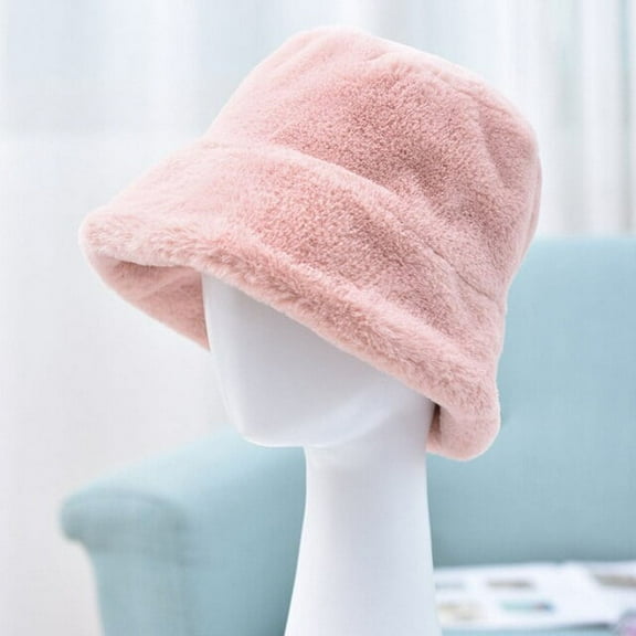 SikaFu Fashion Women Hat Ladies Thick Warm Autumn Winter Hat Female Flat Top Elegant Bucket Cap Packable Soft Fleece Bucket Hat