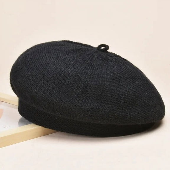SikaFu Fashion Women Knitted Beret Hat Solid Color Womne Warm Hats Autumn Winter Painter Cap for Girls Bonnet Accessories Casual Gorros