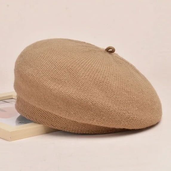 SikaFu Fashion Women Knitted Beret Hat Solid Color Womne Warm Hats Autumn Winter Painter Cap for Girls Bonnet Accessories Casual Gorros