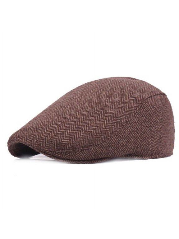 Fashion Wool Felt Mens Berets Winter Warm Striped Flat Caps High Quality Cabbie Newsboy Driver Ivy Caps for Men Beret Cap