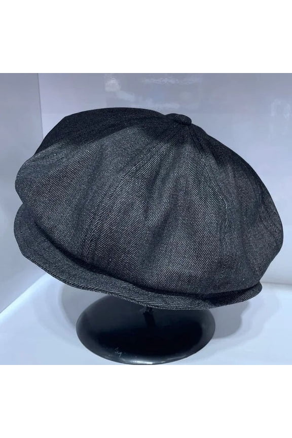 Female Spring Summer Sun Protection UV Black Bucket Hat Wild Face-lift Irregular Shape Of Clouds Denim Beret Painter Caps