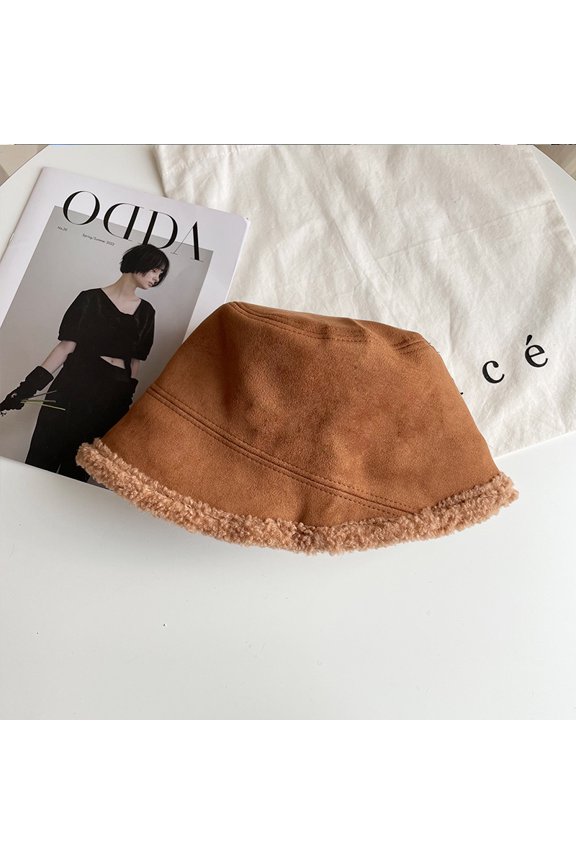 Fisherman Hat Female Model Autumn And Winter Double -Sided Lamb Plugs Wild Face, Warm, Thick Fashion Bucket Pot