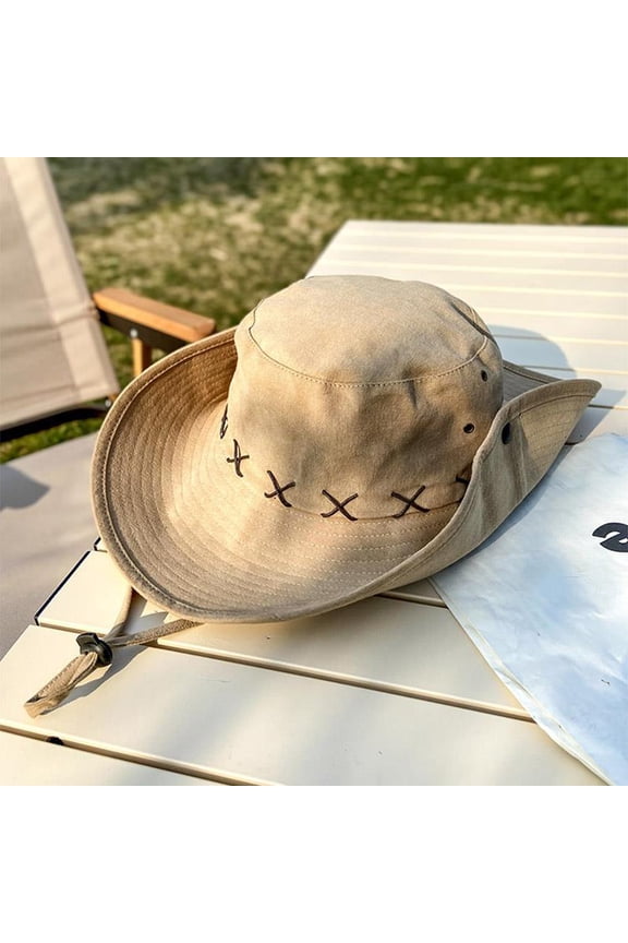 Fisherman Hat Girl Summer Big Eaves Outdoor Campaign Camping Sunshine Sunscreen Western Denim Hat Men's Sun Beach Hat