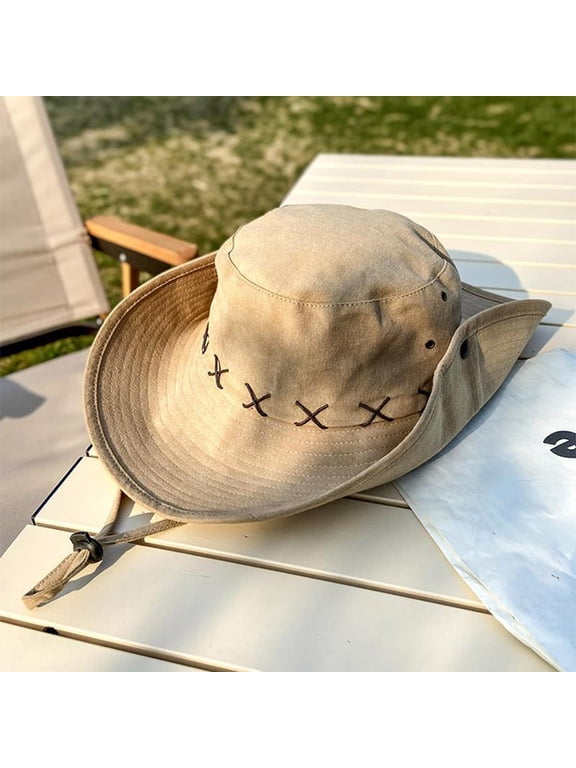 Fisherman Hat Girl Summer Big Eaves Outdoor Campaign Camping Sunshine Sunscreen Western Denim Hat Men's Sun Beach Hat