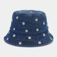 thumbnail image 1 of SikaFu Four Seasons Denim Flower Embroidery Bucket Hat Fisherman Hat Outdoor Travel Sun Cap for Men and Women 181, 1 of 6
