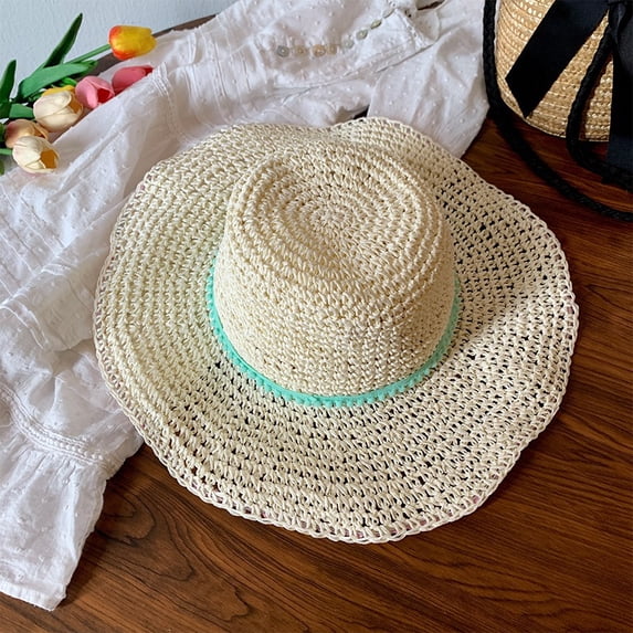 SikaFu French Hollow Straw Hat Woman In Summer Beach Beach Holiday Sunscreen Hats, Big Hats, Brima Editing Sun Hats