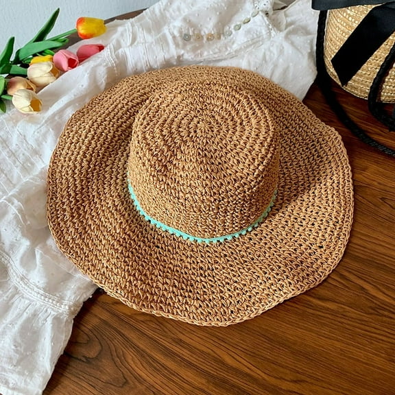 SikaFu French Hollow Straw Hat Woman In Summer Beach Beach Holiday Sunscreen Hats, Big Hats, Brima Editing Sun Hats