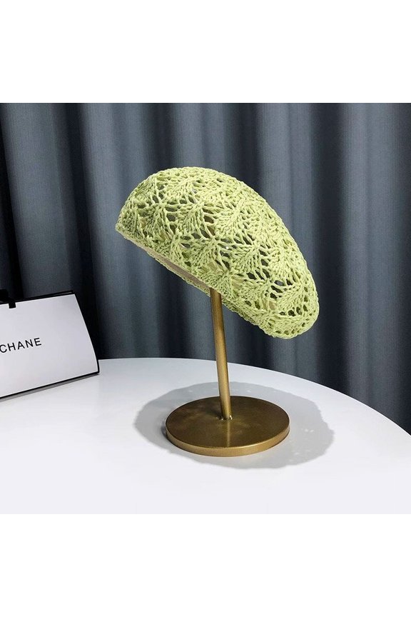 Fresh Grass Weaving Belle Hat For Women In Spring And Summer With Hollow Design, Breathable And Thin Belle Painter Hat, Showing A Trendy Face