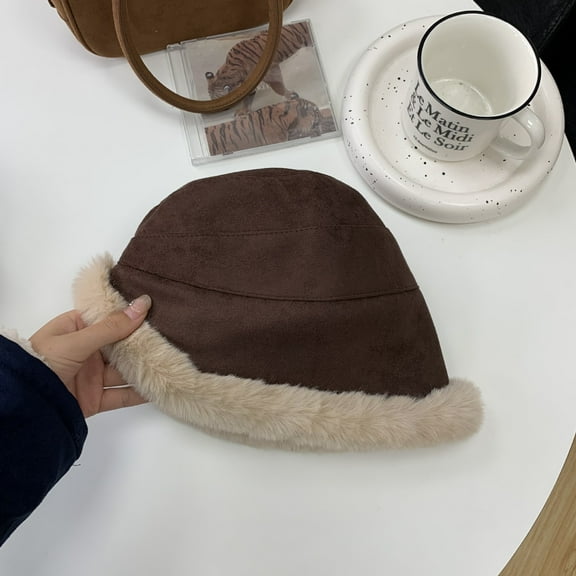 SikaFu Grandma Chen's Plush Hat Children's Autumn And Winter Colors Fisherman's Hat Loose And Thickened For Warmth Big Head Waist Pile Hat Pot Hat