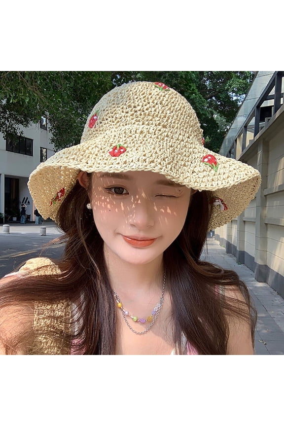 Grass -Edited Hat Girl New Wednewery Straw Hat Summer Defense UV Sunscreen Trendy Shade Solar Hat