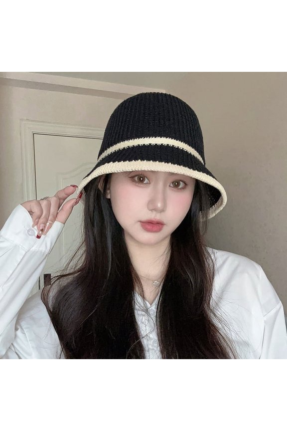 Grass Woven Bucket Hat For Women, Thin Summer Hollow Fisherman Hat, Plain Face, Sun Protection, Fashionable Outdoor Beach Straw Hat