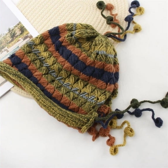 SikaFu Handmade Weaving Baotou Hat Female Spring And Autumn Thin Hollow Wool Hat Retro Literary Knit Cap