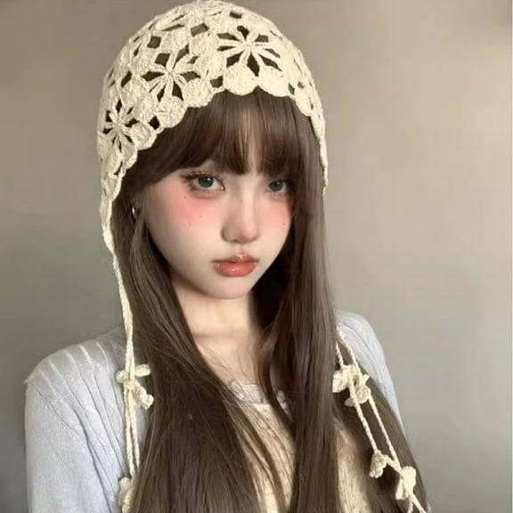 SikaFu Handmade Weaving Baotou Hat Female Spring And Autumn Thin Hollow Wool Hat Retro Literary Knit Cap
