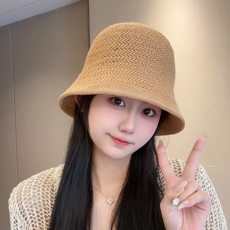 SikaFu Hat Children's Weaving Hollow Straw Hat Japanese Plain Water