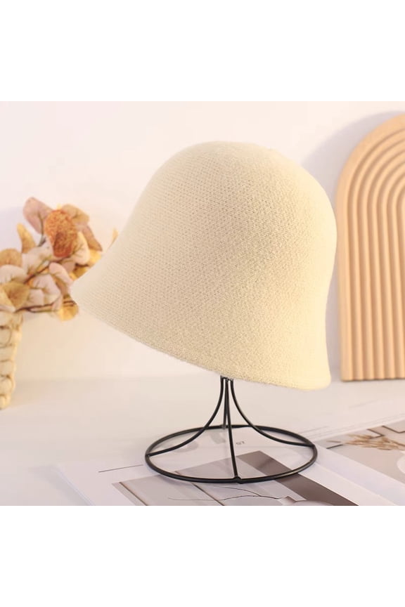 Hat Female Korean Version Full Autumn And Winter Is A Fisherman Hat Black Face Face Small Bucket Hat, Woolen Woven Hood