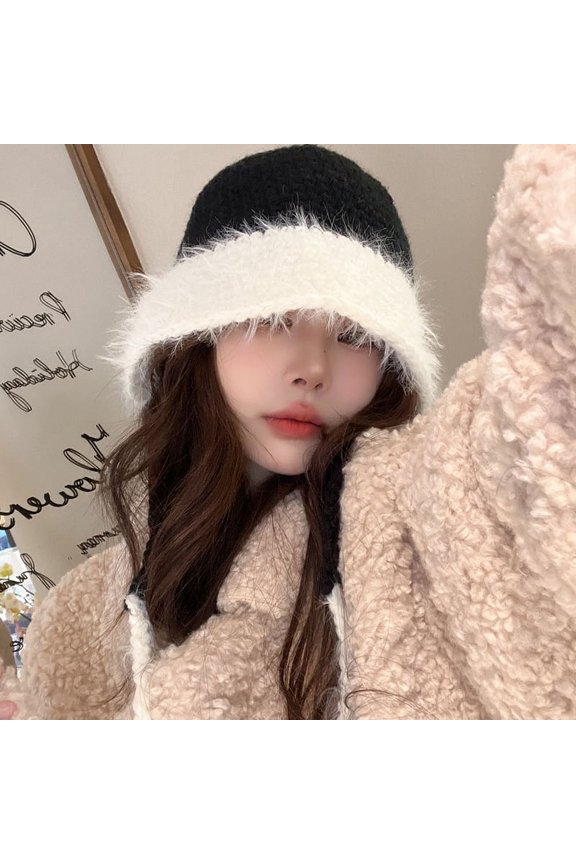 Hat Girl Autumn And Winter Korean Version Of Fashion Fisherman Hat Showing Faces, Small Knitted Hat Outdoor Warm Net Red Wild Ear Wool