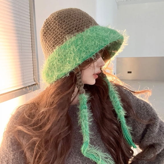 SikaFu Hat Girl Autumn And Winter Korean Version Of Fashion Fisherman Hat Showing Faces, Small Knitted Hat Outdoor Warm Net Red Wild Ear Wool