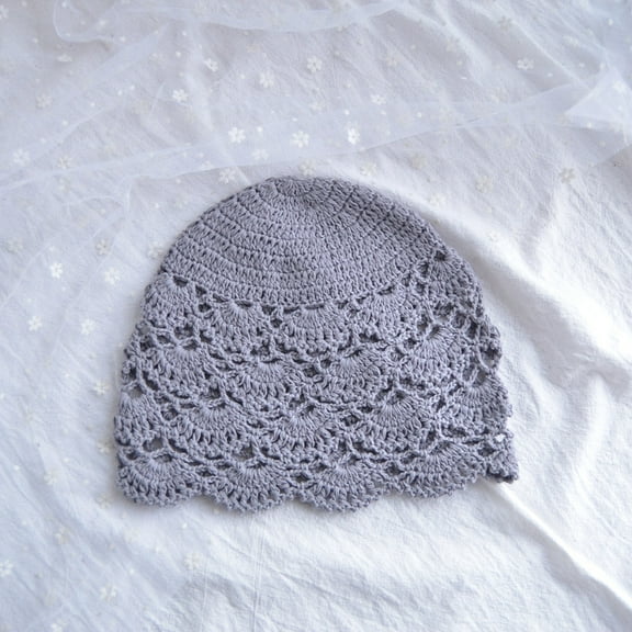 SikaFu Hat Girl Four Seasons Versatile Breathable Fashionable Handmade Hook Knitted Hat Hollowed Out Flower Type Spring And Summer Thin Elegant Baotou Hat