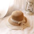 thumbnail image 1 of SikaFu Hat Internet Celebrity Summer Lace Bow Beach Straw Hat Women's Version Small Fresh Vacation Cool Hat Pink Sunshade Hat, 1 of 7