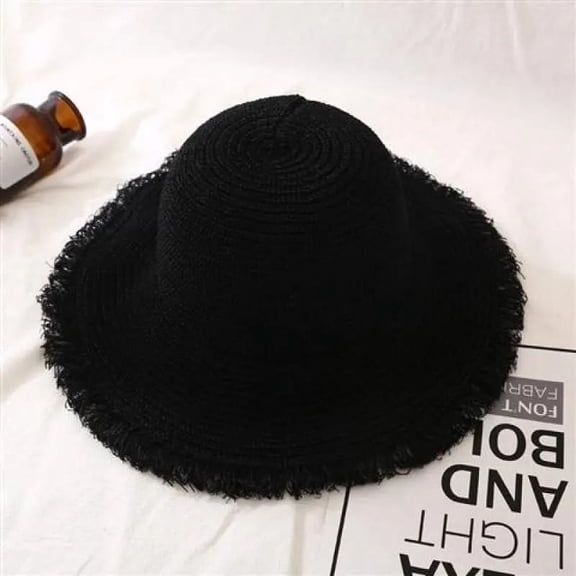 SikaFu Hat Ms. Korean Version Of Large Eaves Of Wool Edge Breathable Straw Hat Summer Shade Fisherman Hat Sand Hat