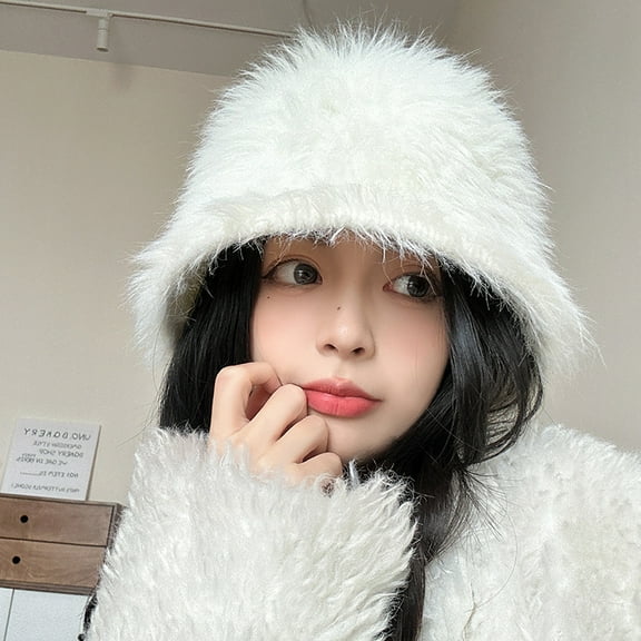 SikaFu Hat For Women In Winter, Korean Fashion Versatile Plush Fisherman Hat, Korean Version, Big Head, Surrounding, Small Face, Warm Ear Protection Cap