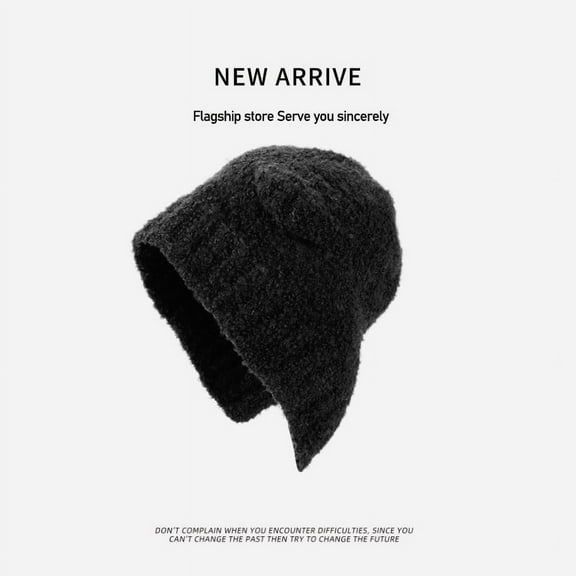 SikaFu Hat Women's Autumn And Winter Japanese Warm Ear Protection Knitted Hat Korean Version Versatile Cute Face Show Little Bear Ear Hat