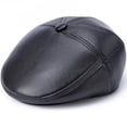 thumbnail image 1 of SikaFu High Quality Leather Beret Cap Men Autumn Winter Hats for Men Elder Man Warm Dad Hats with Earflap Flat Newsboy Cap Beret, 1 of 6