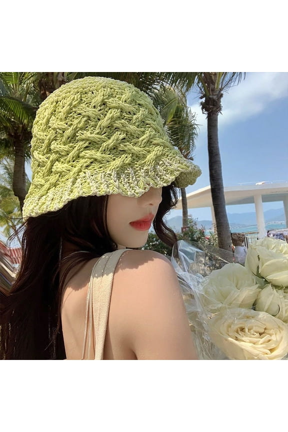 Hollow Straw Weave Bucket Hats For Women Spring Summer Travel Sunshade Hat Fishermen Cap For Lady Panama Outdoor Basin Cap Gorro