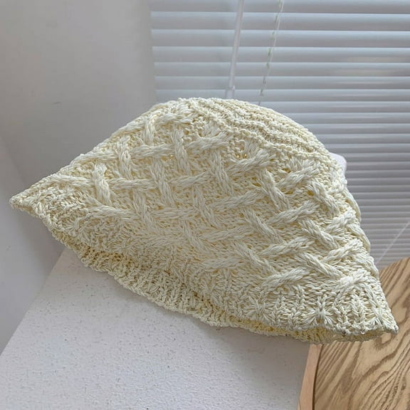 SikaFu Hollow Straw Weave Bucket Hats For Women Spring Summer Travel Sunshade Hat Fishermen Cap For Lady Panama Outdoor Basin Cap Gorro