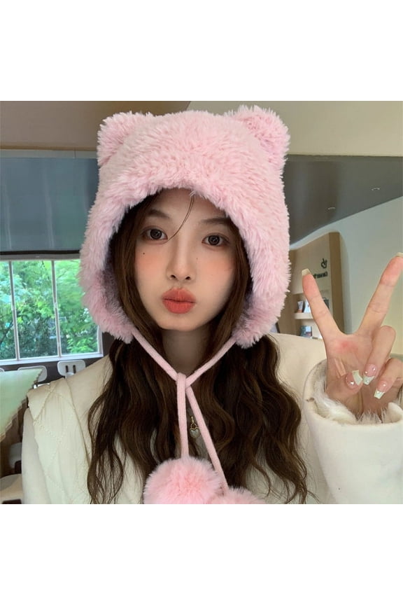 In Autumn And Winter Plush, Thunder, Thunder, Fighter Hat, Cute Bear Ear Wool Cap