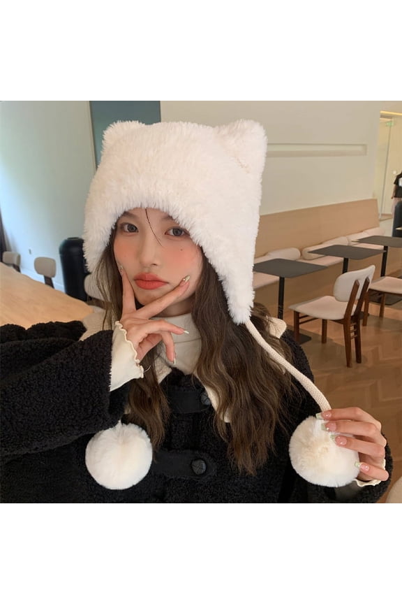In Autumn And Winter Plush, Thunder, Thunder, Fighter Hat, Cute Bear Ear Wool Cap