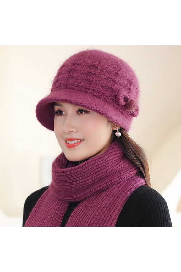 In Winter, The Elderly Keep A Warm Hat Female Outdoor Velvet Woolen Wool Hat, Rabbit Hair, Mother Hat Knitted Hat