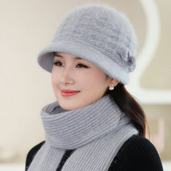 SikaFu In Winter, The Elderly Keep A Warm Hat Female Outdoor Velvet Woolen Wool Hat, Rabbit Hair, Mother Hat Knitted Hat