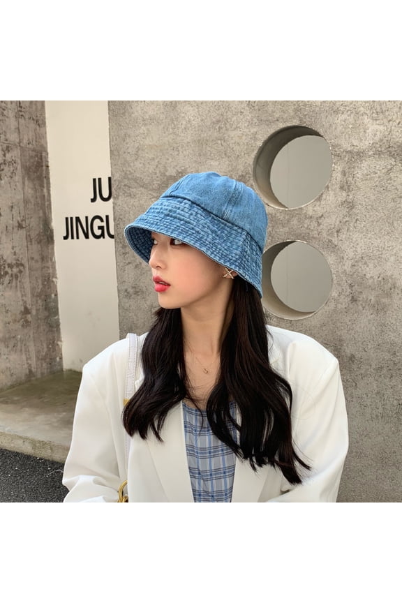 Internet Famous Japanese Cowboy Fisherman Hat For Women, Casual And Versatile, Fashionable Korean Version, Trendy Summer Blue Beggar Hat, Bucket Basin Hat