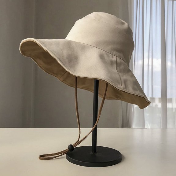 SikaFu Internet Red Double -Sided Fisherman Hat Female Korean Version Of The Tide Summer Seasons Sun Hat, Japanese Sunscreen Big Hat Wide Eaves, Double Sides Cover Face Hat