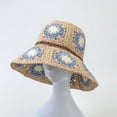 thumbnail image 1 of SikaFu Japan Korea Crochet Beach Sun Hat Women Summer Flowers Pure Hand-woven Straw Hat Sunshade Fisherman Hat Breathable Bucket Hat, 1 of 6