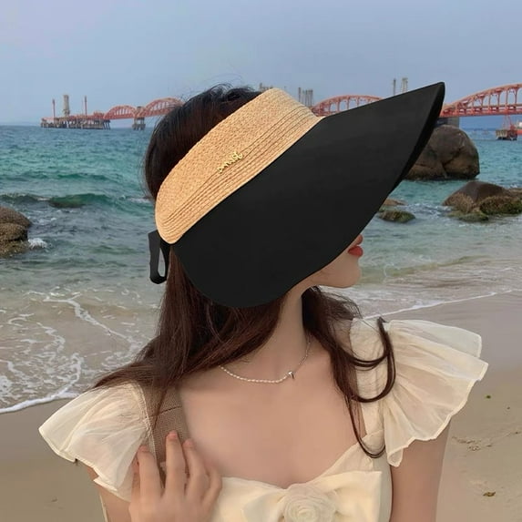 SikaFu Japanese UV Sunscreen Hat For Women In Summer, UV Resistant Empty Top Hat, Sun Hat With Large Brim To Cover Face, Beach Sun Hat, Trendy