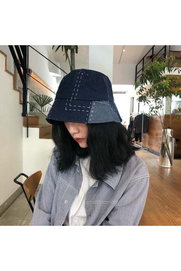 Japanese Vintage Ancient Stitching Beggar Wind Denim Bucket Fisherman Hat